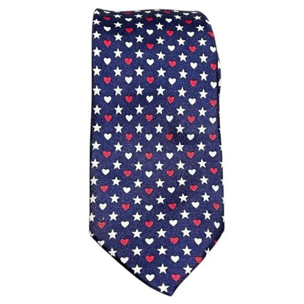 J. Crew The‎ Silk Tie Stars Hearts Navy Blue Red White